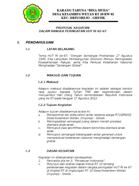 Contoh Proposal Hut Ri Di Lingkungan Rt Berbagi Contoh Proposal