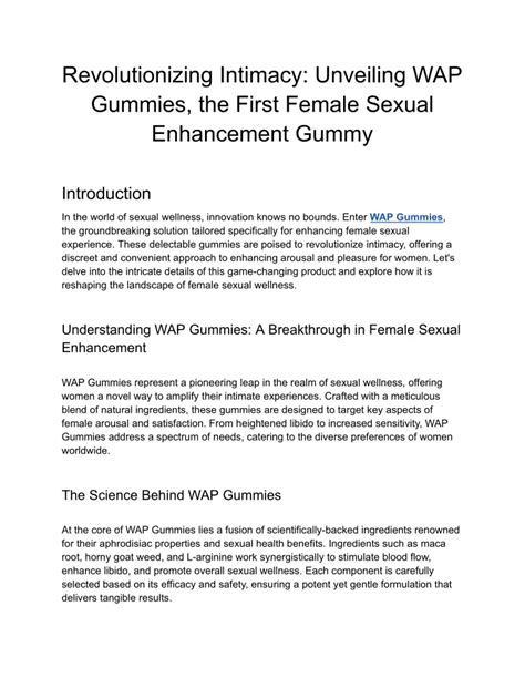 Ppt Revolutionizing Intimacy Unveiling Wap Gummies The First Female Sexual Enhancement Gummy