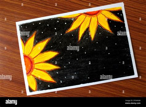 Yellow Flower Abstract Art Background, Flower Scenery drawing Stock ...