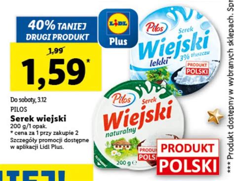 Promocja Pilos Serek Wiejski 200g W Lidl