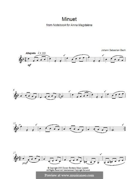 И.С. Бах: No.4 Менуэт соль мажор, BWV Anh.114 (Нотная тетрадь Анны ...