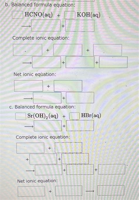 Solved B Balanced Formula Equation Net Ionic Eqùation C