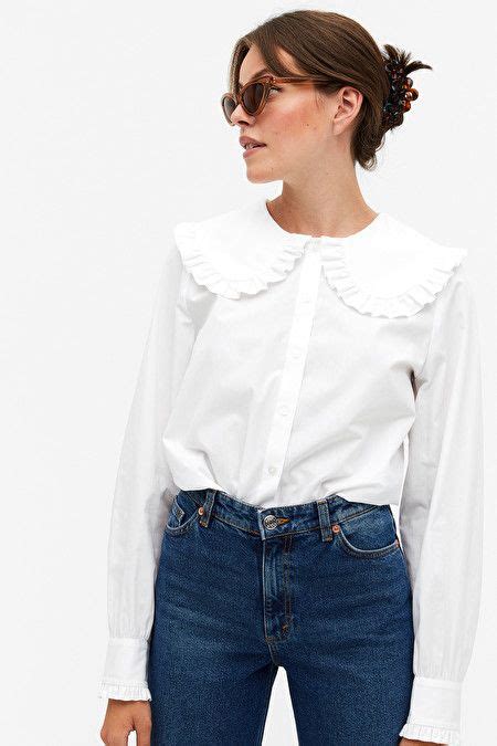 Big collar blouse - White - Shirts & Blouses - Monki GB | Collar blouse ...