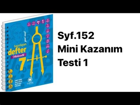 7 SINIF ÇANTA DEFTER S 152 MİNİ KAZANIM TESTİ 1 YouTube