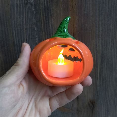 Pumpkin Tea Light Holders Halloween Pumpkin Handmade Ceramic Etsy