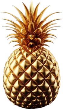 Pineapple Fruit Golden Color Transparent Background Pineapple Gold