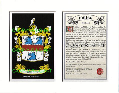 Heraldic Mounts - Miller Family Crest and History