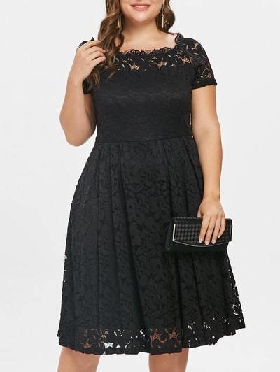 Wipalo Plus Size Lace Panel Off Shoulder A Line Dress Autumn Women Vin