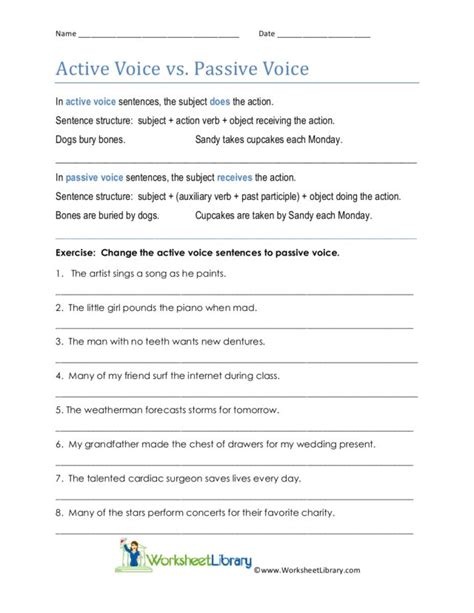 Active And Passive Voice Worksheets With Answers