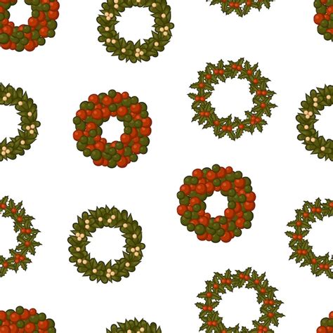 Premium Vector Christmas Wreath Seamless Pattern