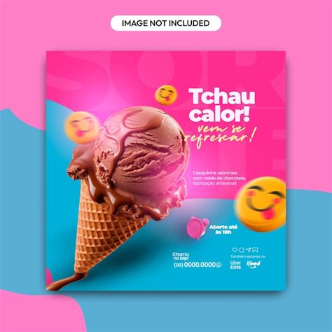 Premium PSD Ice Cream Cone Social Media Instagram Post Design Template