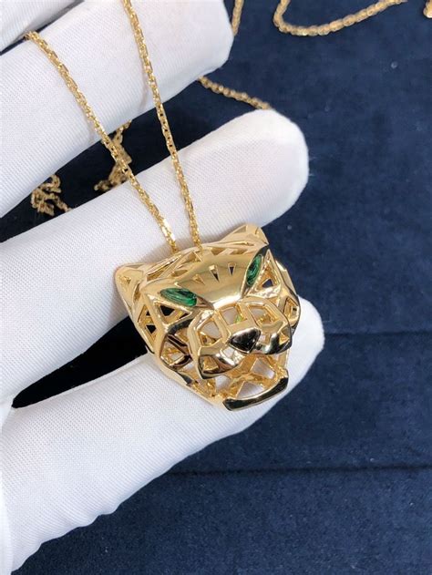 Custom Made Panthere De Cartier Necklace In 18K Yellow Gold Tsavorite