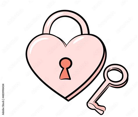 Antique Heart Key Drawing