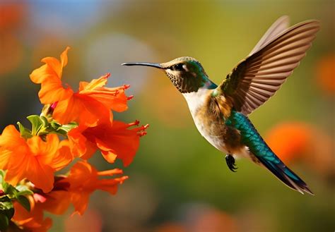 Premium AI Image Photo Hummingbird Violet Sabrewing Flying Next To