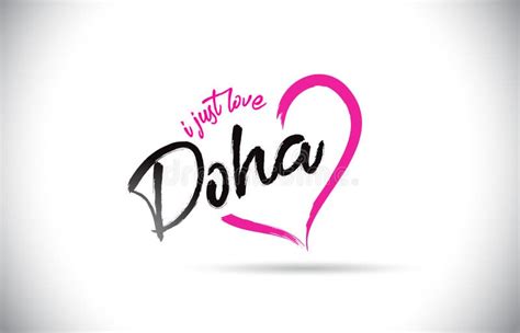 Doha Welcome To Word Text With Love Hearts And Creative Handwritten