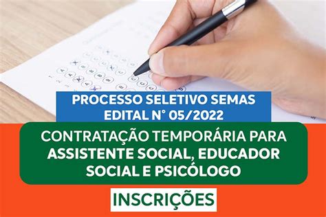 Prefeitura Divulga Processo Seletivo Para Assistente Social Educador