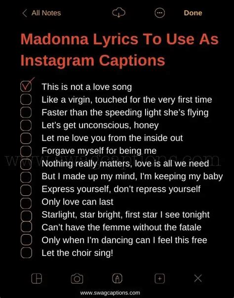 Madonna Lyrics To Use As Instagram Captions In