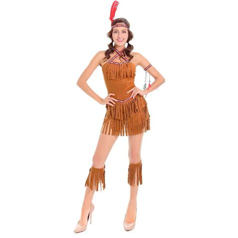 Adult Sexy Cosplay Pocahontas Matoaka Costumes Indians Squaw Cowgirl Princess Costume Halloween