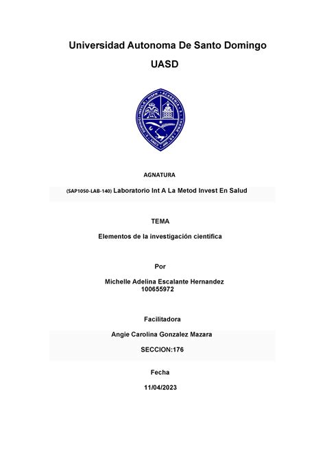 Trabajo Final Investigacion A La Metodologia De Investigacion Uasd