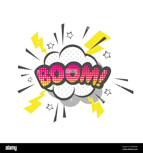 Boom Comic Schriftzug Pop Art Stil Boom Explosion Vektor Bunte