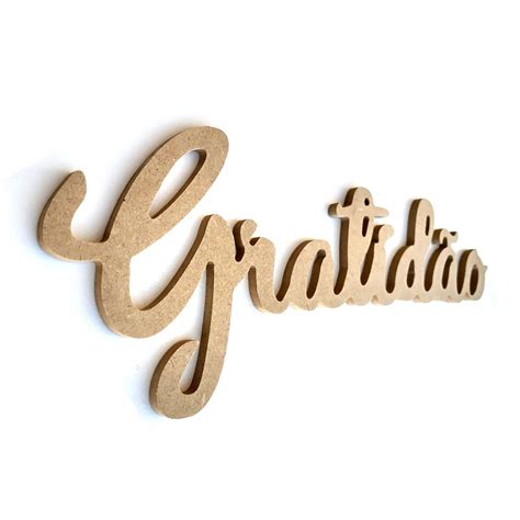 Palavra Decorativa Gratid O Lettering Para Parede Cm Em Mdf Cru Mm