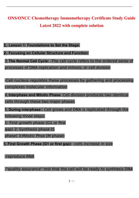 ONS ONCC Chemotherapy Immunotherapy Certificate Study Guide Latest 2022