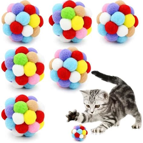 Pi Ces Jouets Pour Chat Balles Cm Pompons Color S Balle Hochet Balle