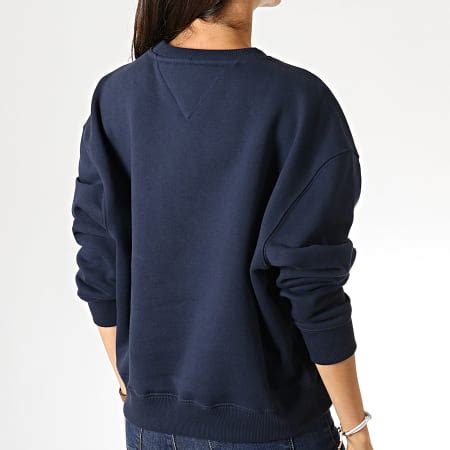 Tommy Jeans Sweat Crewneck Femme Badge 6814 Bleu Marine