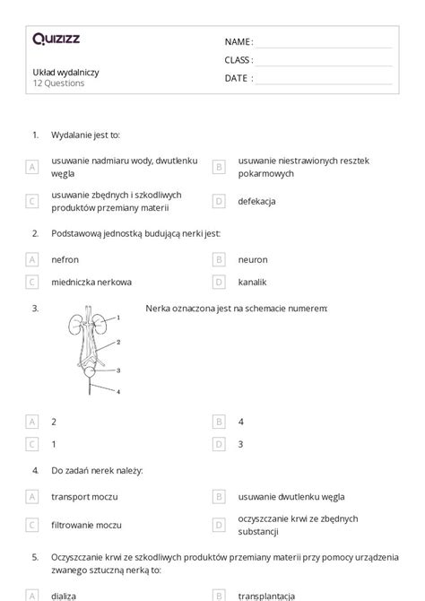 Ponad 50 układ pokarmowy i wydalniczy arkuszy w Quizizz Darmowe i do