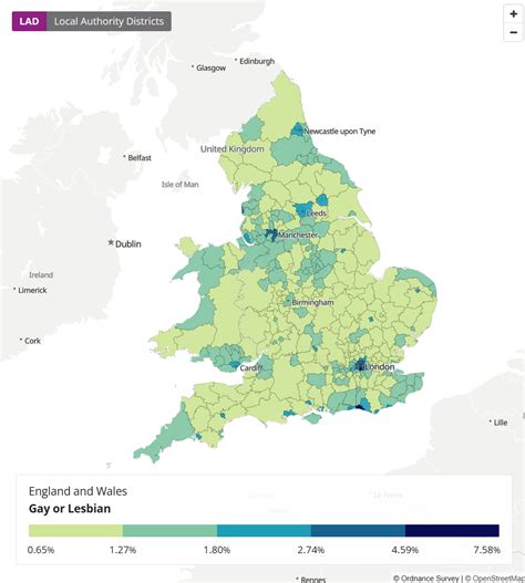 Percentage Of Gay Or Lesbian People Within England Maps On The Web