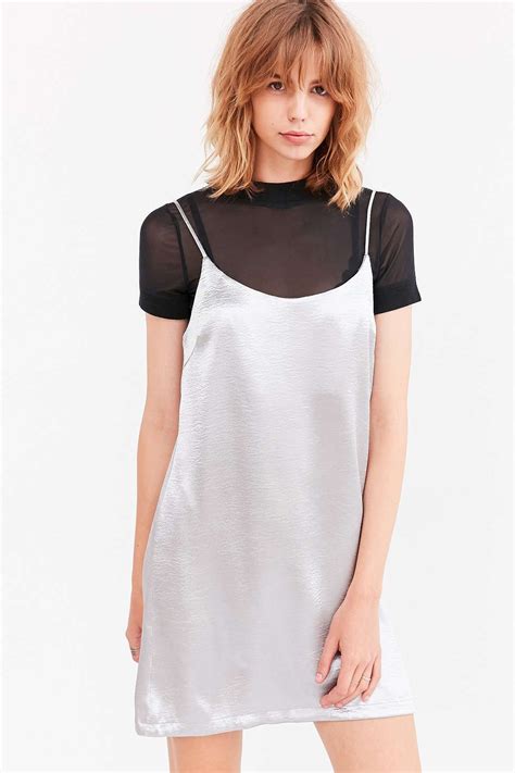 Silence Noise Satin Shine Mini Slip Dress White Slip Dress Fashion