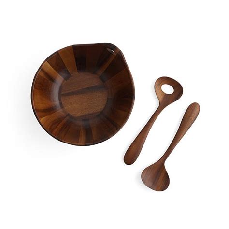 Nambe Portables Acacia Wood Salad Bowl W Servers West Elm