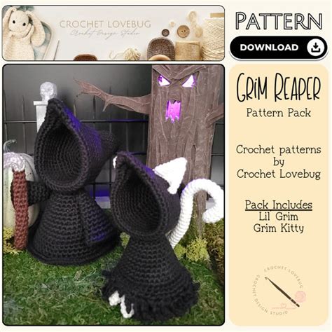 Crochet Grim Reaper Pattern Crochet Lil Grim Crochet Spooky Pattern Lil