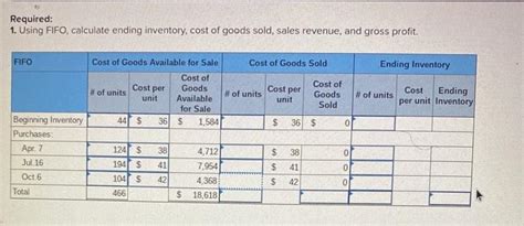 Solved Required 1 Using Fifo Calculate Ending Inventory