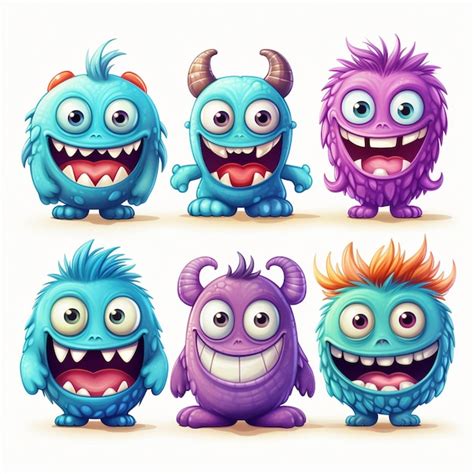 Premium Ai Image Cartoon Monsters With Different Expressions And