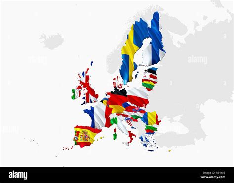 Flag Map Of European Union 3d Rendering European Union Map And Flag