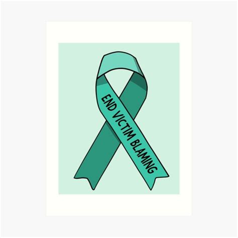 End Victim Blaming Green Ribbon Art Print For Sale By Tinuscartoons