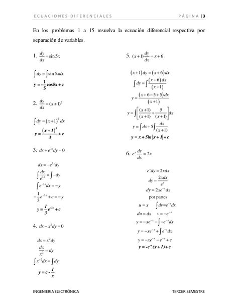 Ejercicios Resueltos De Ecuaciones Diferenciales De Primer Orden