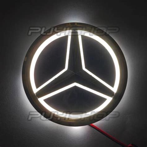 Car White 5D LED Tail Logo Light Badge Emblem Light For Mercedes Benz