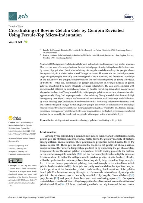 PDF Crosslinking Of Bovine Gelatin Gels By Genipin Revisited Using