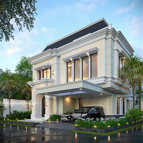 Desain Tampak Depan 2 Rumah Klasik 2 Lantai Ibu Ann Di Cinere Depok 30115 Desain Taman