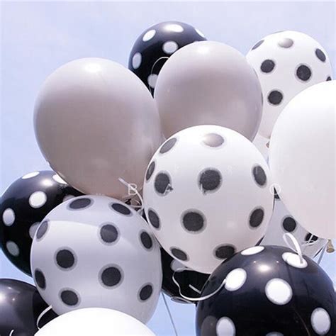 Ballons Coccinelle Noir Blanc Pois Pi Ces Lot En Latex Gris