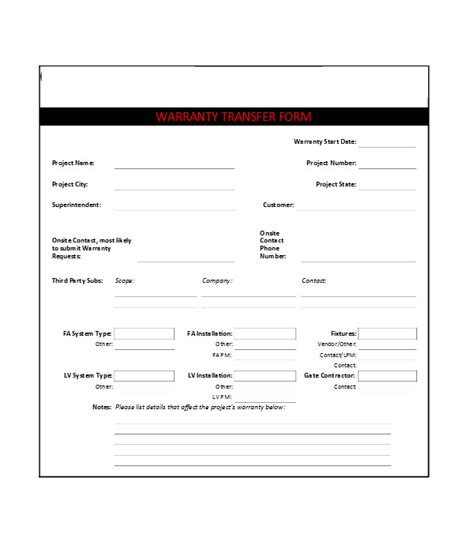 Warranty Form Template Word