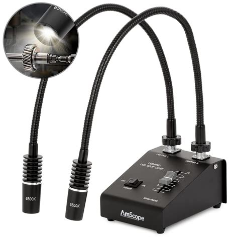 Amscope Led W Powerful Watt Led Dual Gooseneck Lights Illuminator