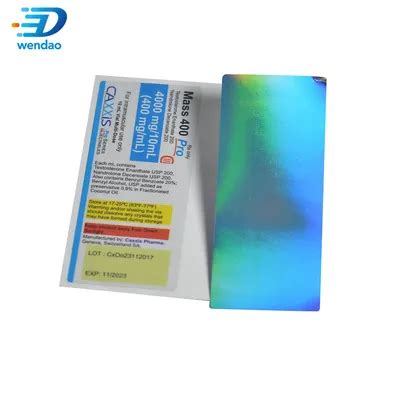 Custom Printed Steroid Labels 10ml Hologram Sterile Vial Label For