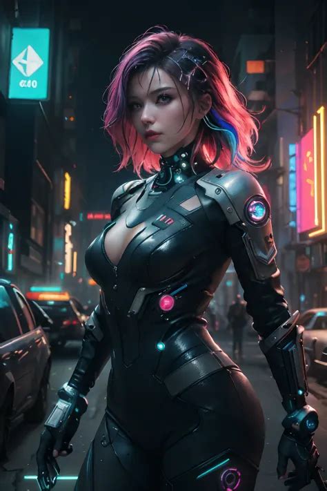 Photorealistic 1 4 Image Of A Cyber Punk Girl Top Quality 8K 32K