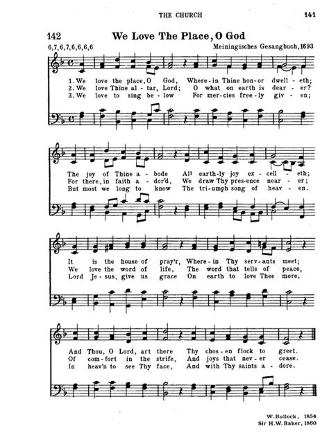 Hymnal For Church And Home 142 We Love The Place O God