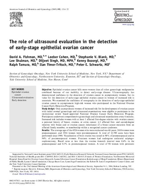 Pdf The Role Of Ultrasound Evaluation In The Detection Of Early Stage