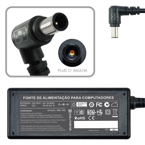 Fonte P Monitor Lg 12v 3a