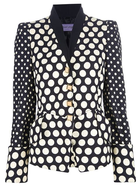 Emanuel Ungaro Polka Dot Jacket In White Black Lyst